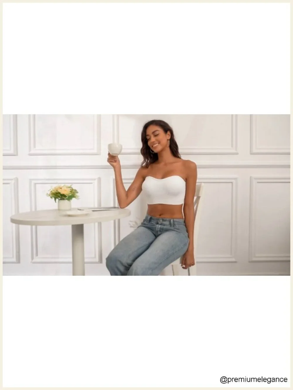 Strapless Push Up Bandeau Bra Wireless Padded Non-Slip w/ Adjustable Straps